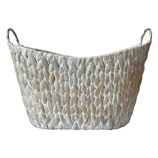 Large Whitewashed Basket with Handles by Ashland&#xAE;